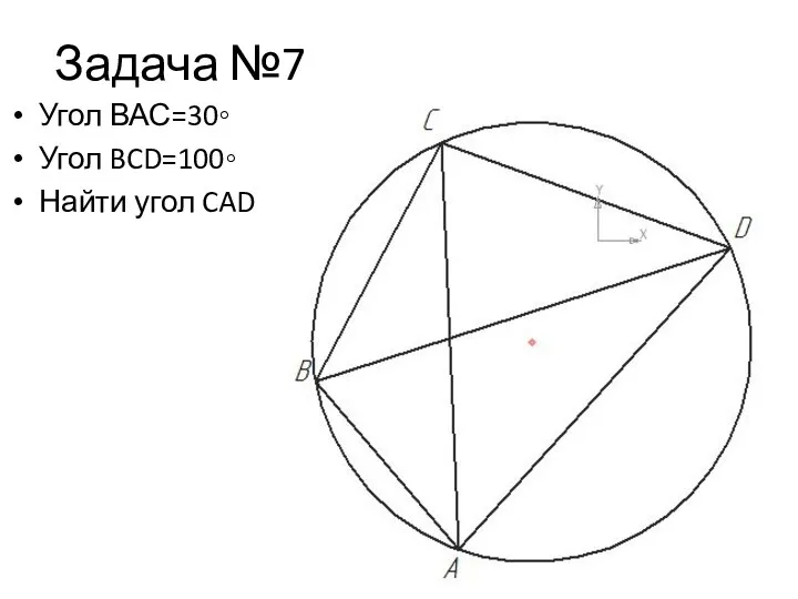 Задача №7 Угол ВАС=30◦ Угол BCD=100◦ Найти угол CAD