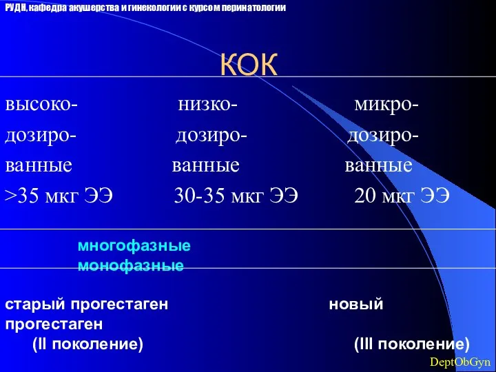 КОК высоко- низко- микро- дозиро- дозиро- дозиро- ванные ванные ванные >35