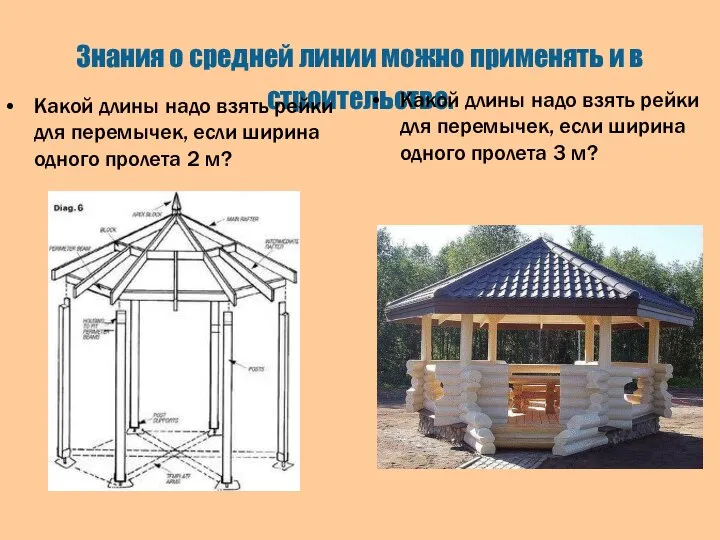 Знания о средней линии можно применять и в строительстве. Какой длины