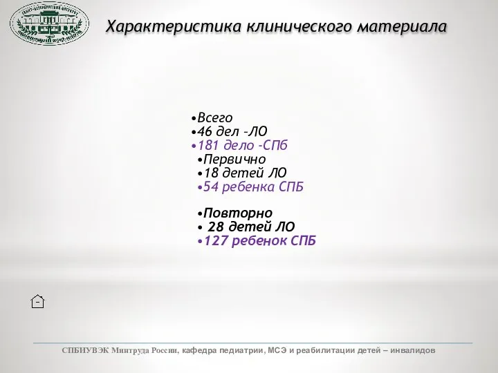 Всего 46 дел –ЛО 181 дело -СПб Первично 18 детей ЛО