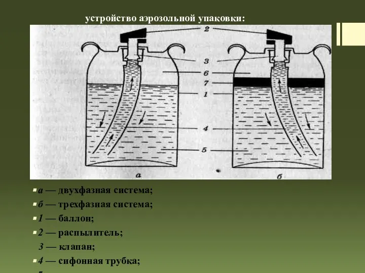 а — двухфазная система; б — трехфазная система; 1 — баллон;