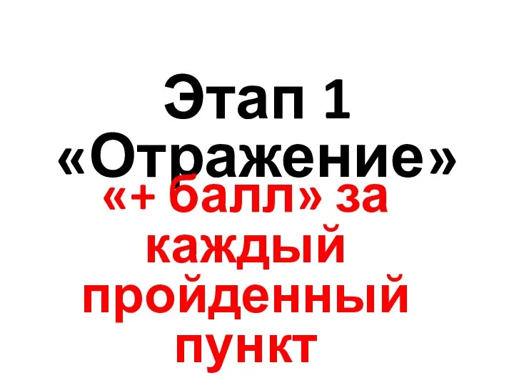 Этап 1 «Отражение» «+ балл» за каждый пройденный пункт