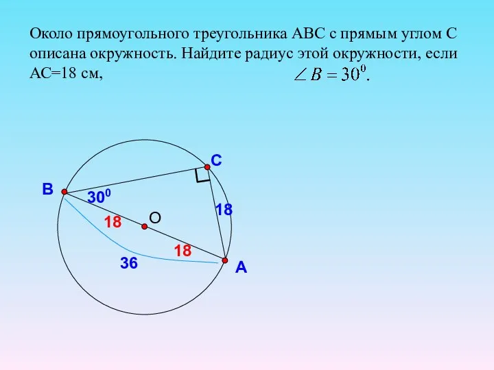 С А В Около прямоугольного треугольника АВС с прямым углом С