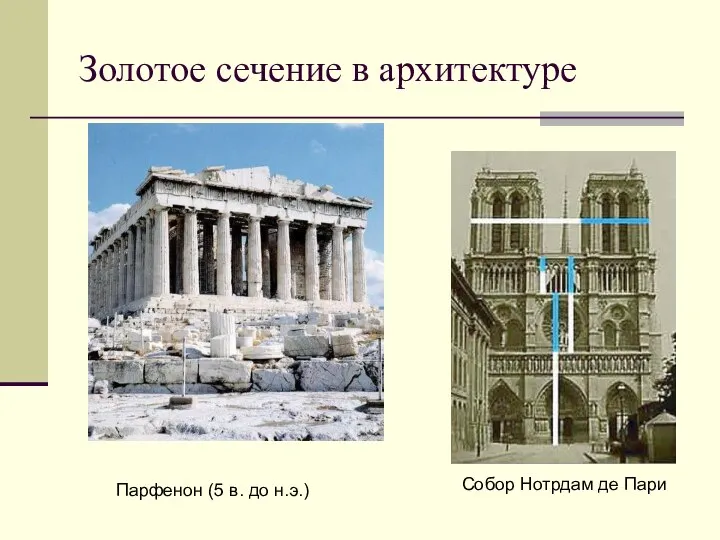 Золотое сечение в архитектуре Собор Нотрдам де Пари Парфенон (5 в.