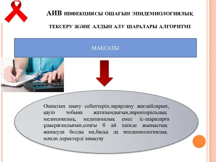 АИВ инфекциясы ошағын эпидемиологиялық тексеру және алдын алу шаралары алгоритмі МАҚСАТЫ