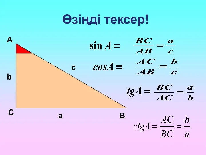 Өзіңді тексер! А С В b c a