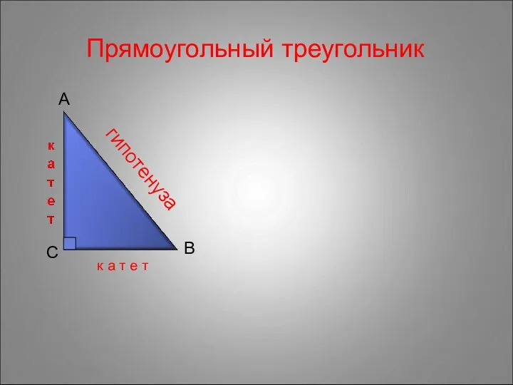Прямоугольный треугольник к а т е т гипотенуза