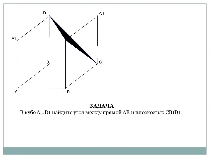 ЗАДАЧА В кубе A…D1 найдите угол между прямой AB и плоскостью CB1D1