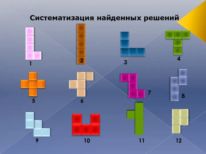 Систематизация найденных решений 1 2 3 4 5 6 7 8 9 10 11 12