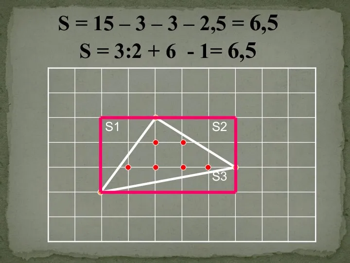 S = 15 – 3 – 3 – 2,5 = 6,5