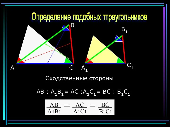 С В А A1 C1 B1 АВ : А1В1= АС :A1C1=