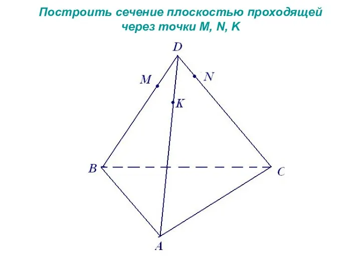 Построить сечение плоскостью проходящей через точки M, N, K