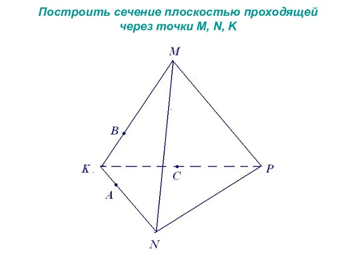 Построить сечение плоскостью проходящей через точки M, N, K