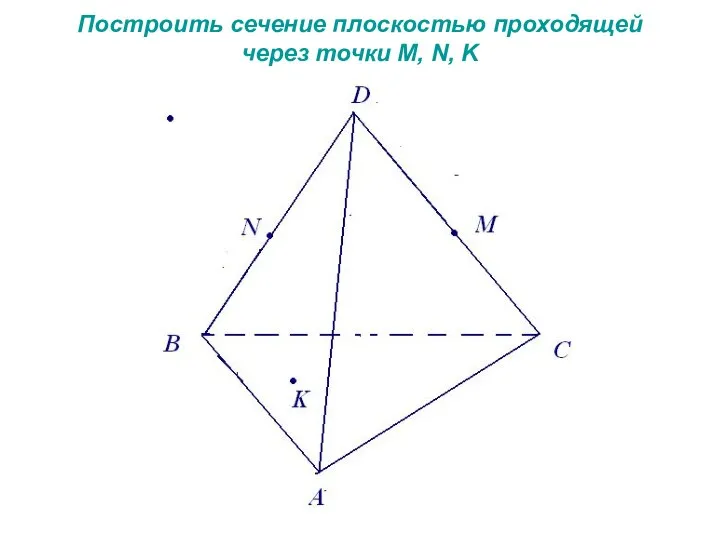 Построить сечение плоскостью проходящей через точки M, N, K