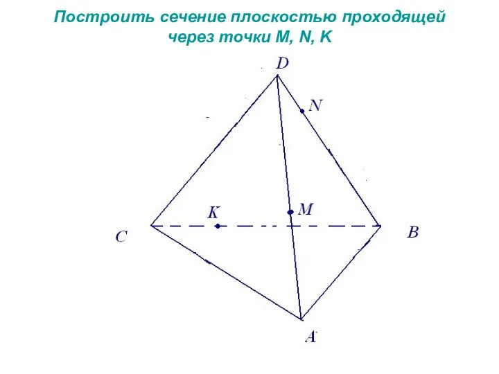 Построить сечение плоскостью проходящей через точки M, N, K