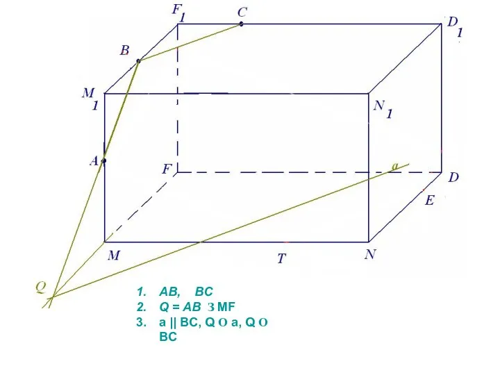 AB, BC Q = AB З MF a || BC, Q О a, Q О ВС