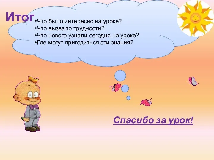 Что было интересно на уроке? Что вызвало трудности? Что нового узнали