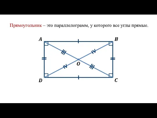 Прямоугольник – это параллелограмм, у которого все углы прямые. IV IV