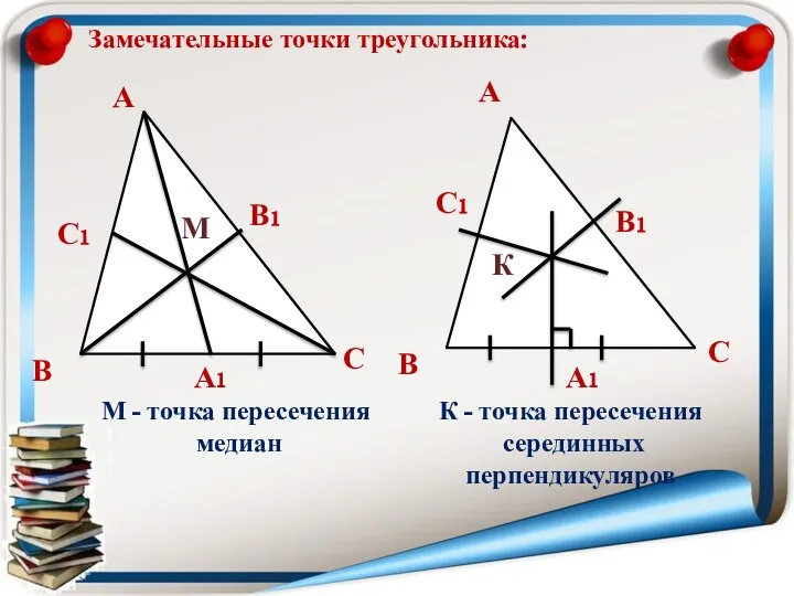 А В С А1 В1 С1 Замечательные точки треугольника: М М