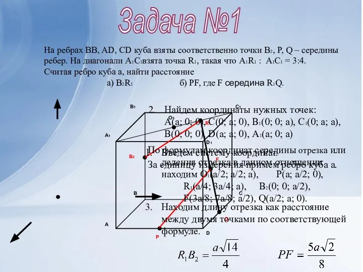 Задача №1 На ребрах BB, AD, CD куба взяты соответственно точки