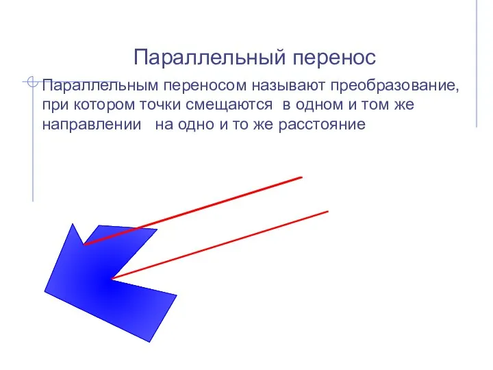 Параллельный перенос Параллельным переносом называют преобразование, при котором точки смещаются в