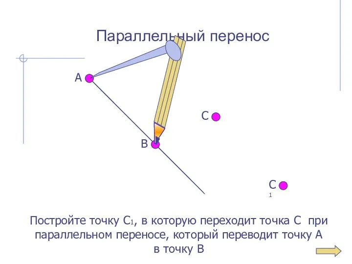 Параллельный перенос Постройте точку С1, в которую переходит точка С при