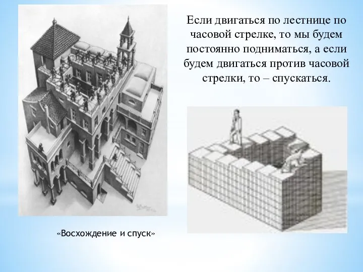 «Восхождение и спуск» Если двигаться по лестнице по часовой стрелке, то