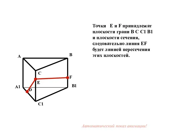 Точки E и F принадлежат плоскости грани B C C1 B1