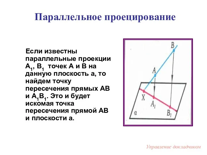 Параллельное проецирование Если известны параллельные проекции А1, В1 точек А и