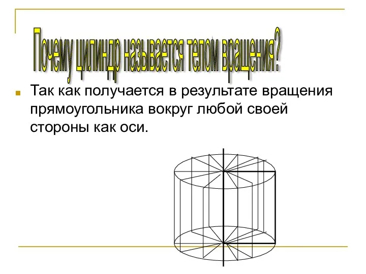 Так как получается в результате вращения прямоугольника вокруг любой своей стороны