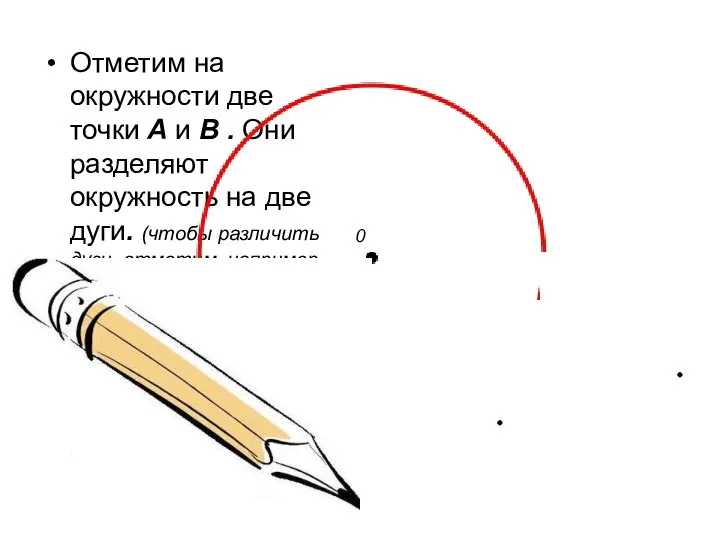 Отметим на окружности две точки А и В . Они разделяют