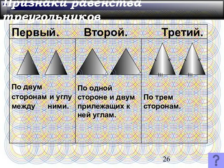 Признаки равенства треугольников