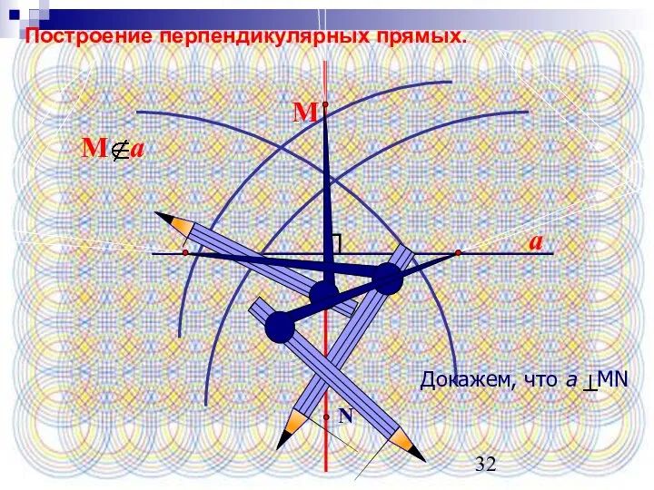 a N М Построение перпендикулярных прямых.