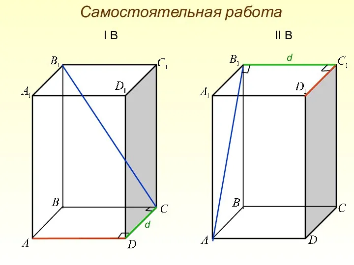 Самостоятельная работа I B II B d d