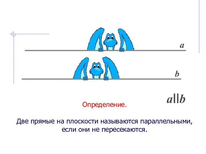 Определение. Две прямые на плоскости называются параллельными, если они не пересекаются. а b аIIb