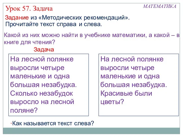 Задание из «Методических рекомендаций». На лесной полянке выросли четыре маленькие и