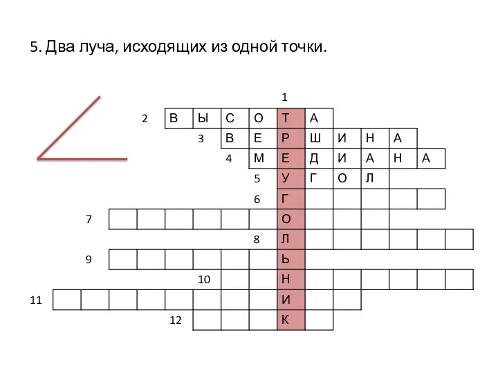 5. Два луча, исходящих из одной точки.