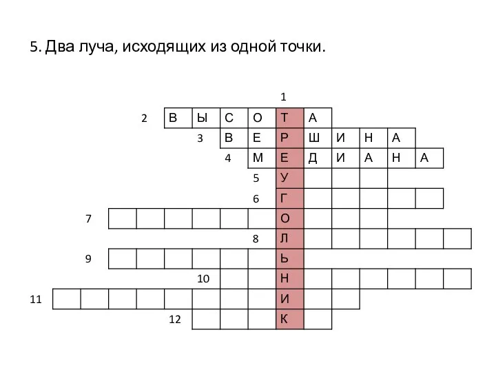 5. Два луча, исходящих из одной точки.