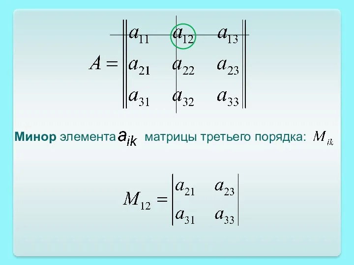 Минор элемента матрицы третьего порядка: