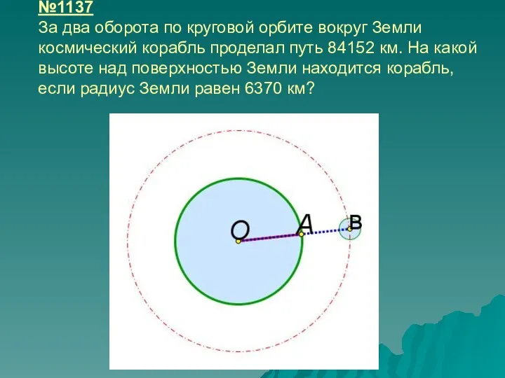 №1137 За два оборота по круговой орбите вокруг Земли космический корабль