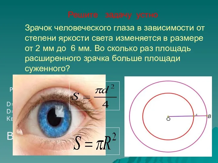 Зрачок человеческого глаза в зависимости от степени яркости света изменяется в