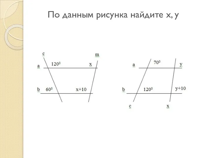 По данным рисунка найдите x, y