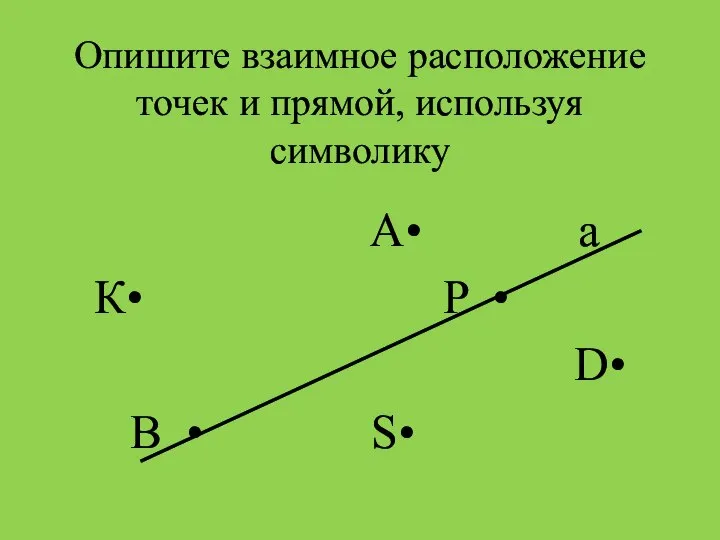 Опишите взаимное расположение точек и прямой, используя символику А• a К•