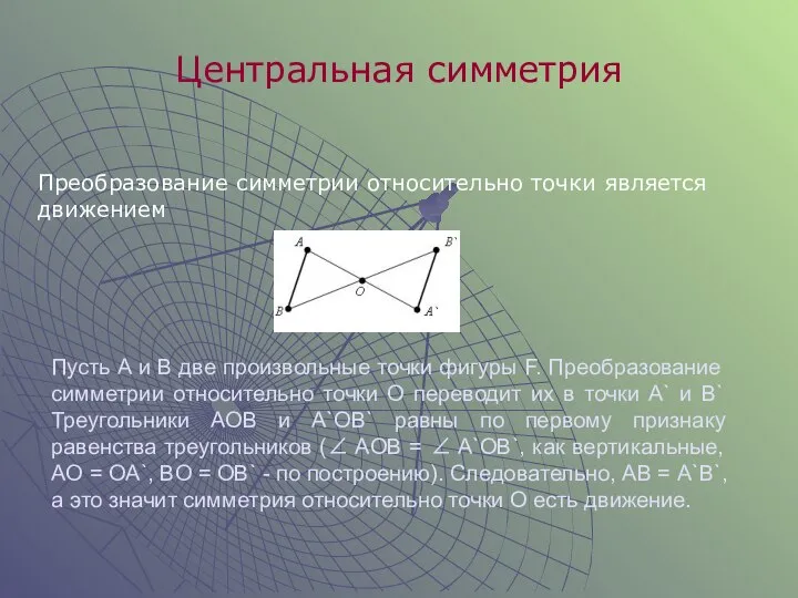 Пусть A и B две произвольные точки фигуры F. Преобразование симметрии