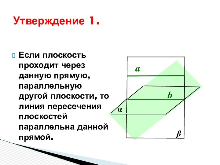 Если плоскость проходит через данную прямую, параллельную другой плоскости, то линия