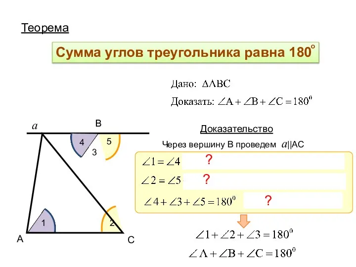 Теорема А С В Доказательство Через вершину В проведем а||AC a