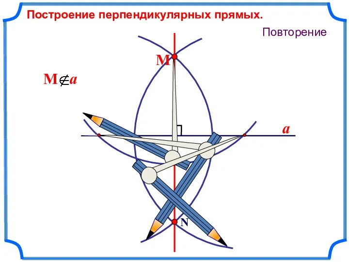 a N М Построение перпендикулярных прямых. Повторение