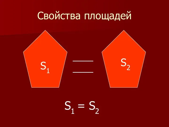 Свойства площадей S1 ____ ____ S2 S1 = S2