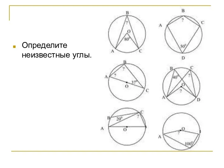 Определите неизвестные углы.