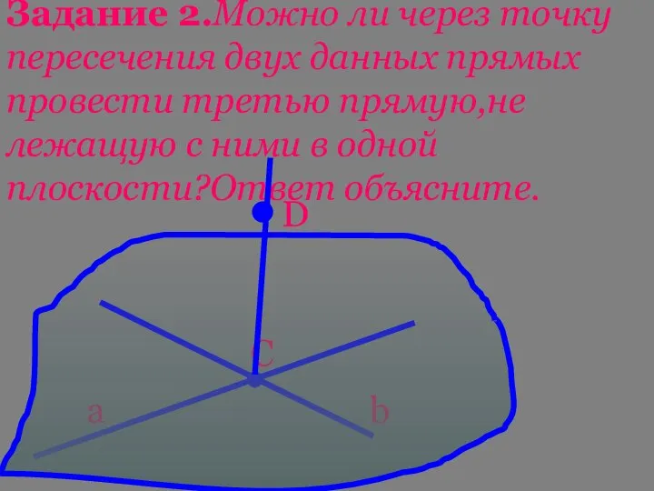 Задание 2.Можно ли через точку пересечения двух данных прямых провести третью